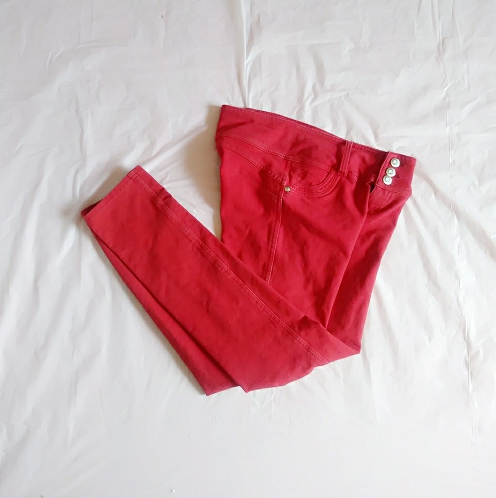 Red colored jeans